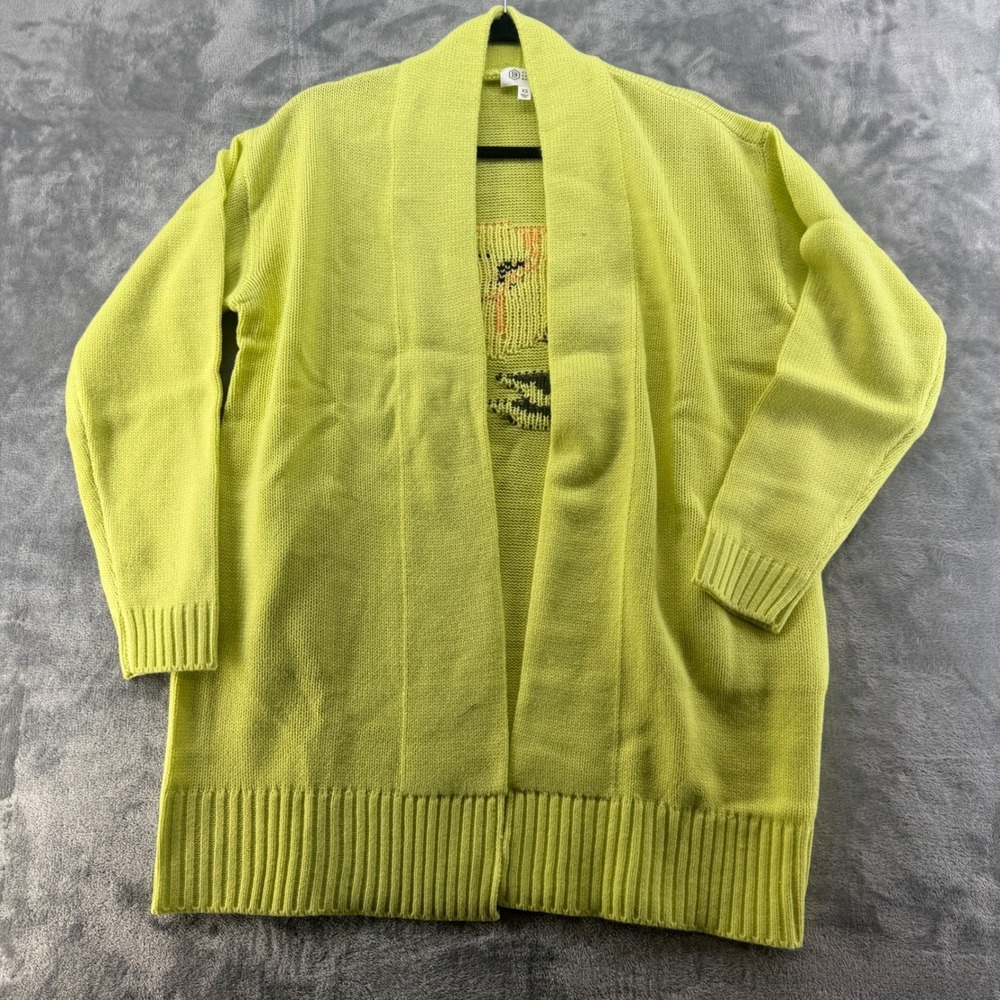 NWOT Candace Cameron Bure Lime Green Floral Poppy Open Front Cardigan Sweater XS - Picture 3 of 9